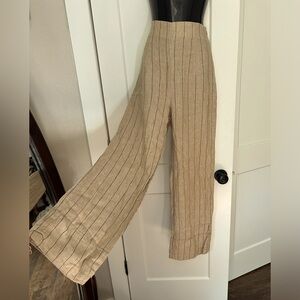 Zara Woman Linen Pin Striped wide leg high waisted Pants S